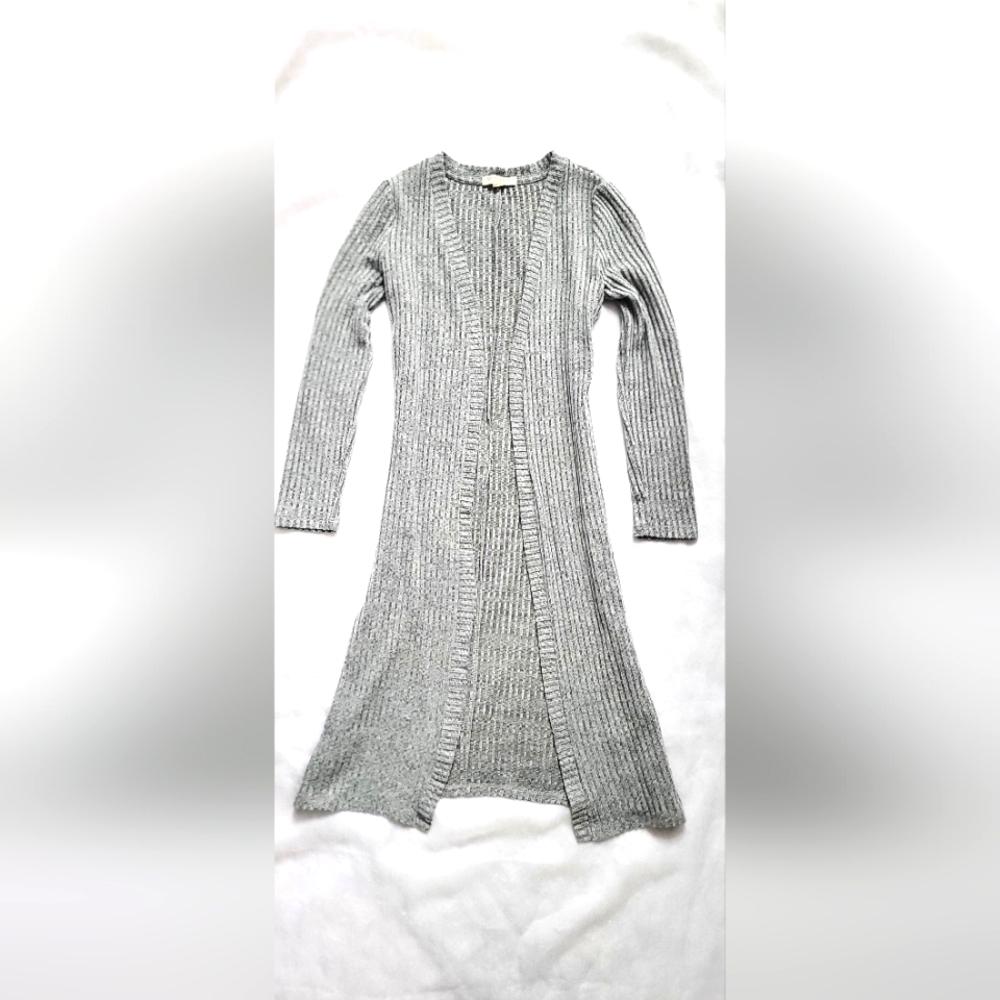 NWOT! Fall Living Doll Los Angeles Long Grey Cozy Open Chic Cardigan Women's XS
